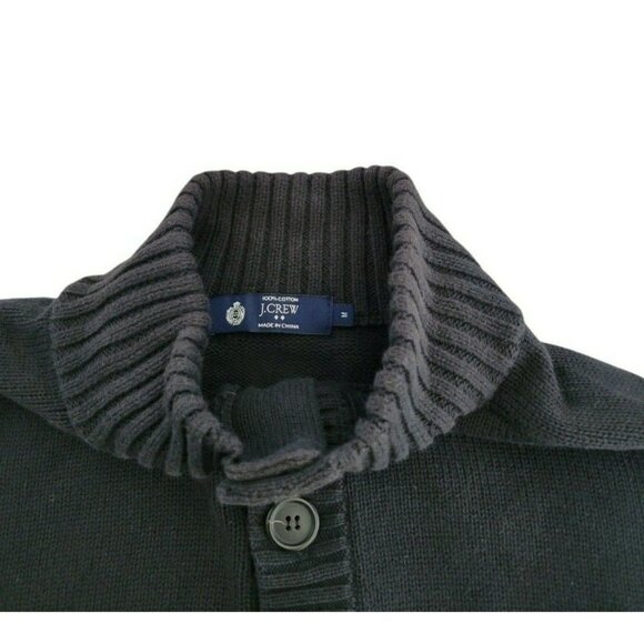 J. Crew Men's Black Knit Sweater Medium Button Collared - Picture 4 of 5